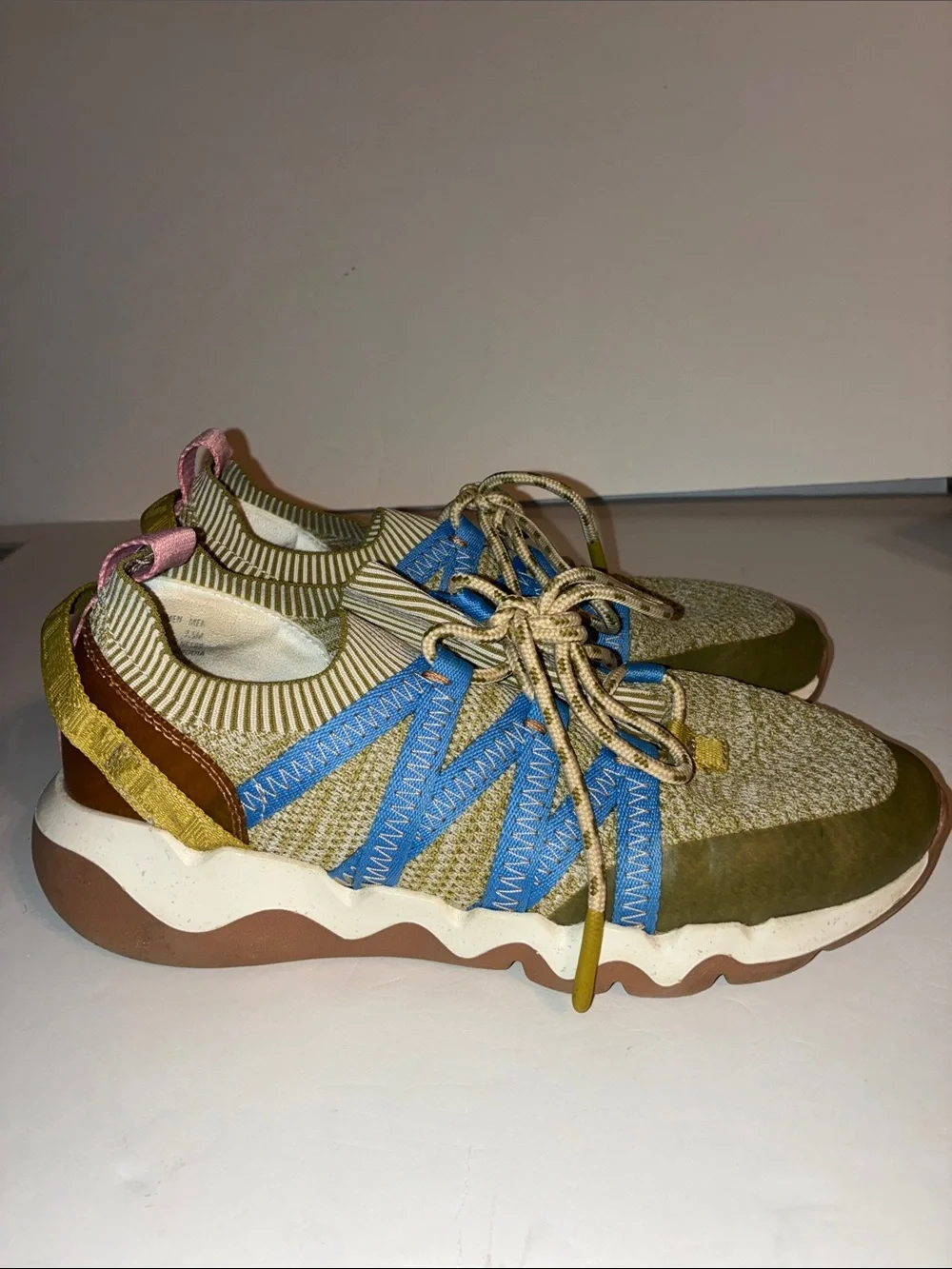 Madewell Sneakers, Women’s size 9/Men’s size 7.5, Moss Green, Blue, Pink